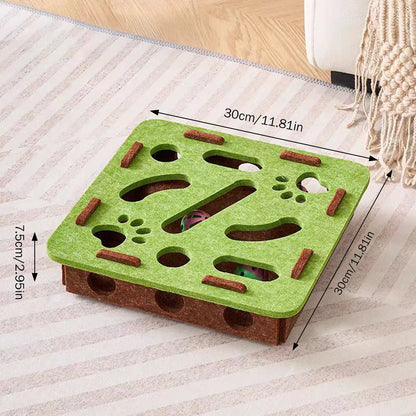 Cat Felt Puzzle Box, Interactive Maze Ball Toy for Indoor Cats and Kittens