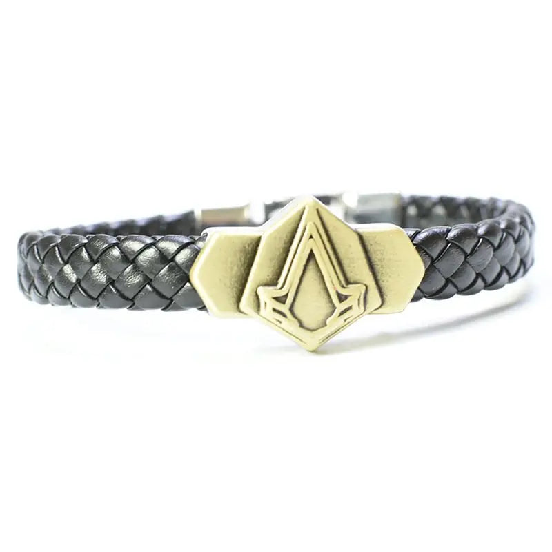 One Piece Luffy Straw Hat Skull Bracelet - Woven Leather Cord Anime Wristband for Fans