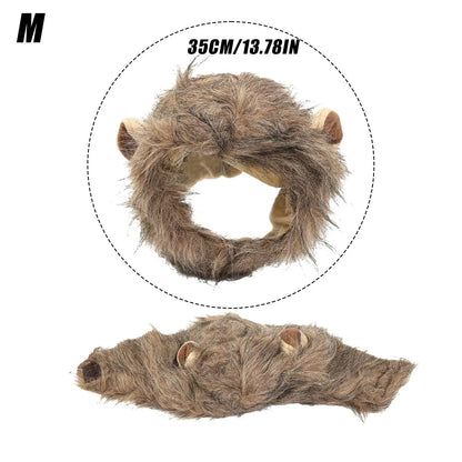 Fluffy Lion Mane Cat Dog Wig – Halloween Party Pet Costume Headwear Hat