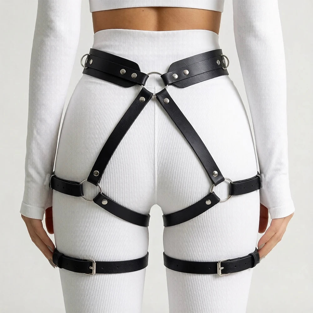 Women's PU Leather Harness Belt - Gothic Punk Adjustable Decorative Leg Belt