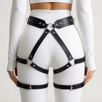 Women's PU Leather Harness Belt - Gothic Punk Adjustable Decorative Leg Belt