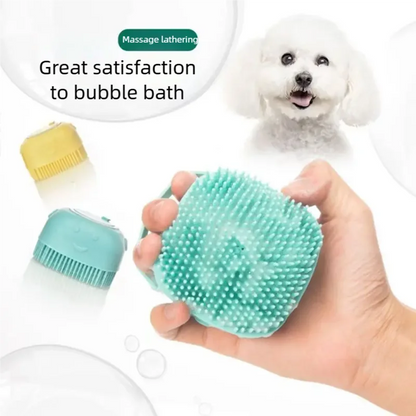 Soft Silicone Dog Bathing Brush - Pet Massage Shampoo Dispenser Grooming Tool