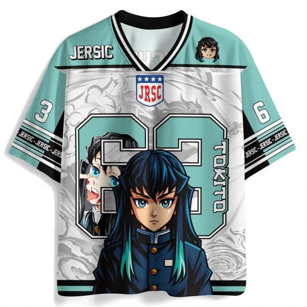 Demon Slayer Anime Number Jersey Oversized Unisex Retro Baseball Tee