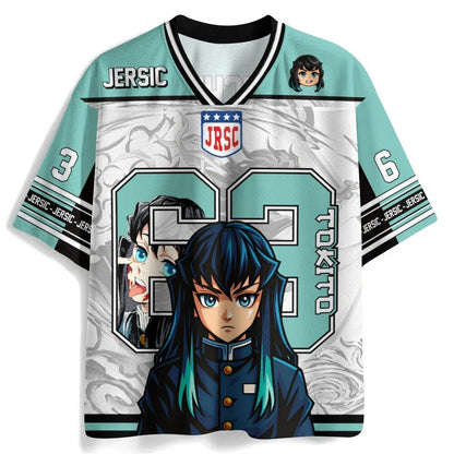 Demon Slayer Anime Number Jersey Oversized Unisex Retro Baseball Tee