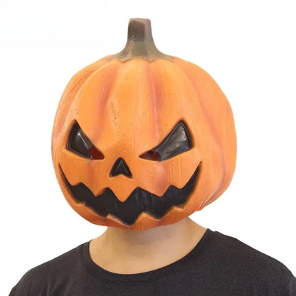 Halloween Devil Pumpkin Mask – Full Face Latex Costume Headwear