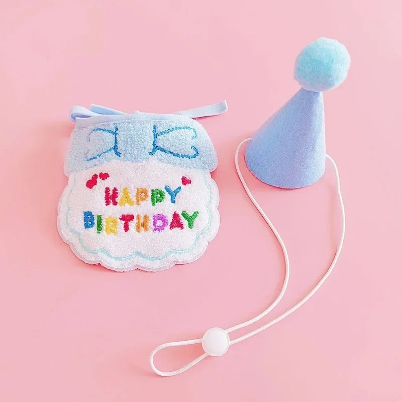 Pet Birthday Hat & Bandana Set – Cute Party Outfit for Dogs, Cats & Puppies