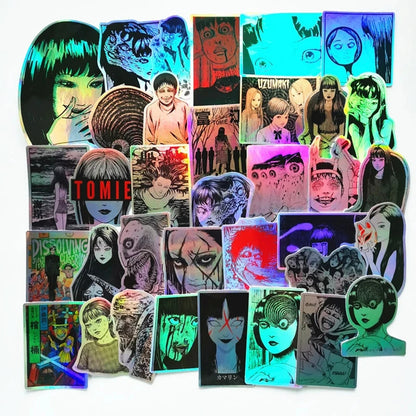 Junji Ito Tomie Horror Anime Stickers, Holographic Waterproof Laptop Decals