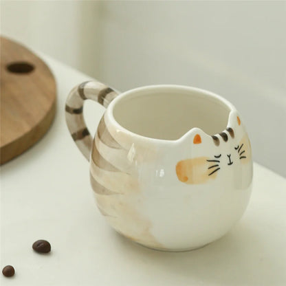 Cute Ceramic Cat Mug – 380ml Cat Shaped Coffee, Milk & Water Cup, Kawaii Kitten Gift for Cat Lovers