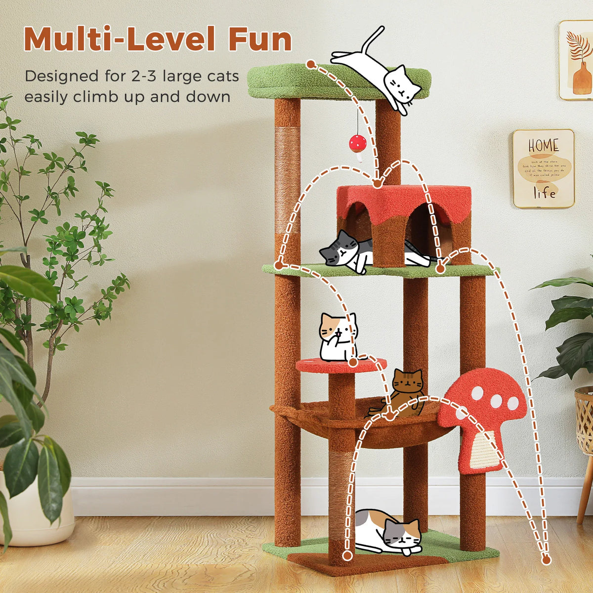 Multi-Level Cat Tree with Scratching Posts - Cat Tower Condo for Indoor Cats