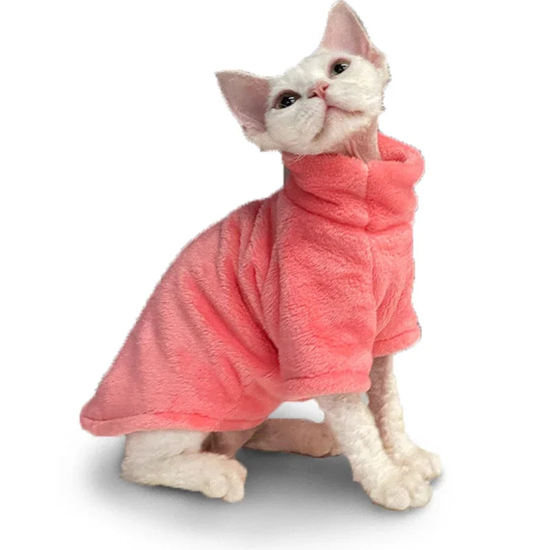 Sphynx Cat Sweater – Soft Hairless Cat Clothes Hoodie Jumpsuit Outfit
