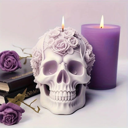 Skull Candle Mold Silicone 3D Flower Halloween DIY Resin & Soap Mold