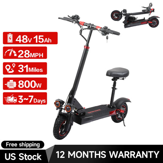 Adult Electric Scooter 800W 48V Foldable Battery Powered Scooter with 10 Inch Tire for Reliable Electric Transportation