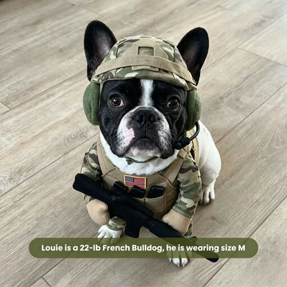 Dog Supplies Pet Soldier Costume for Small Dogs Camo Army Uniform with Helmet Goggles Toy Rifle Complete Set Halloween Outfit