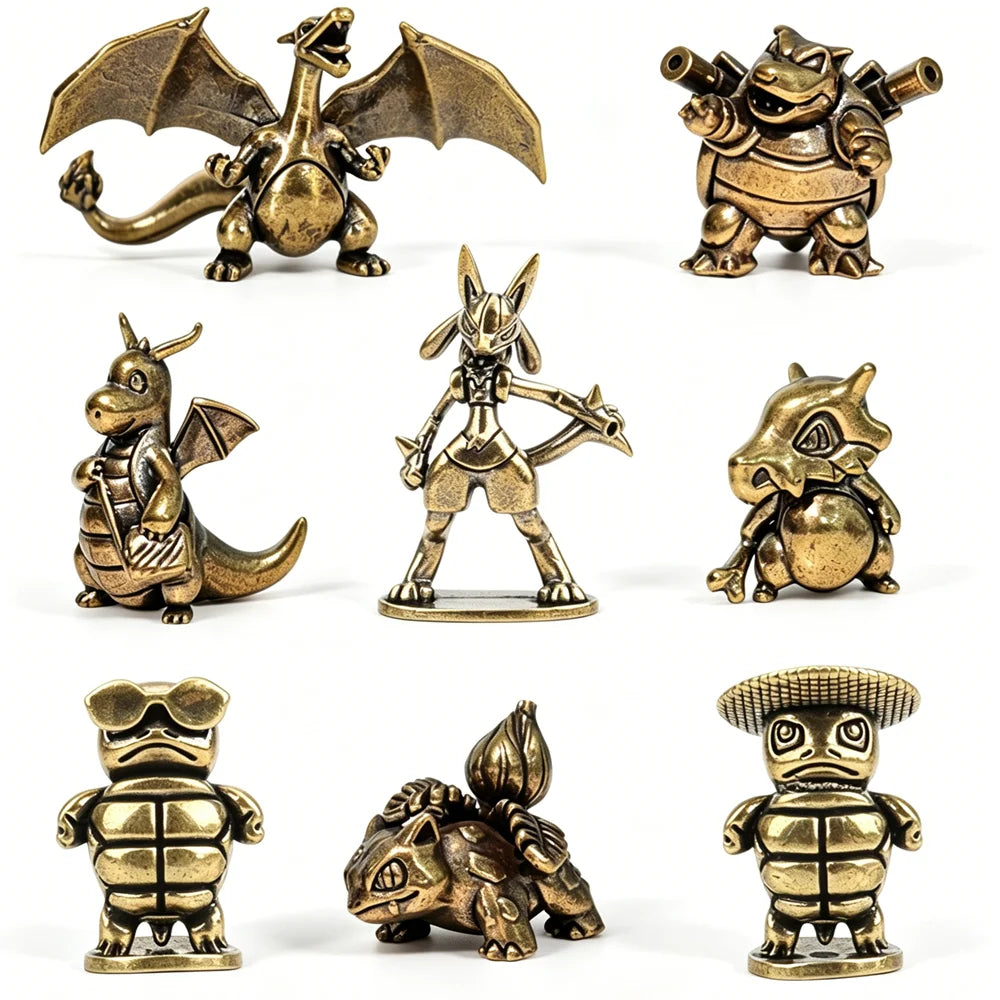 Pokemon Brass Figurine Collection - Charizard, Blastoise, Bulbasaur and Dragonite Metal Desk Statue