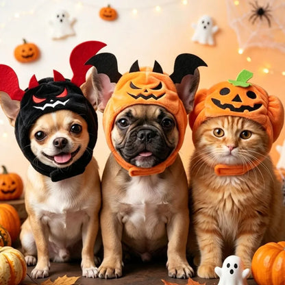 Halloween Pet Devil Pumpkin Headset - Funny Dog Cat Costume Hat Headgear