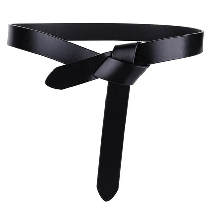 Genuine Cowhide Leather Knotted Belt for Women – Soft Gothic Retro Corset Girdle for Dresses