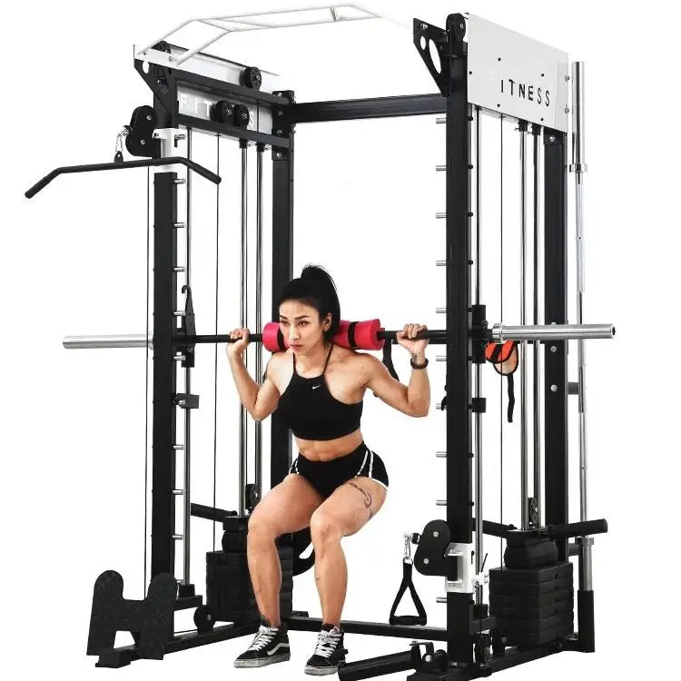 Commercial Power Squat Rack Cage Multi-Functional Smith Machine Home Gym Unisex Indoor Use Cable Crossover Trainer