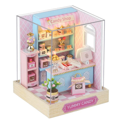 DIY 3D Puzzle Wooden Miniature Dollhouse Building Kit - Handmade Coffee House Model Gift