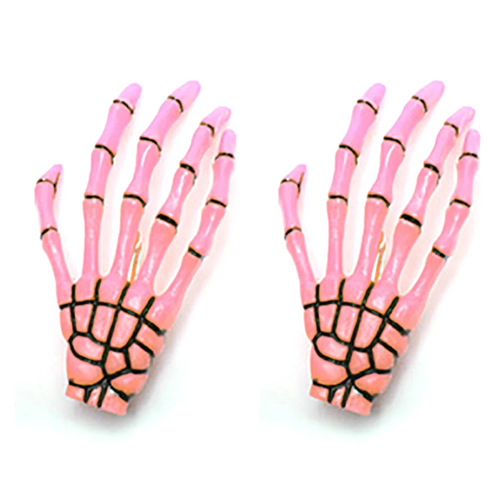 Skull Hand Bone Hair Clips Gothic Ghost Skeleton Claw Hairpin Halloween Accessory