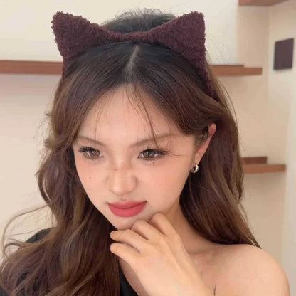 Plush Cat Ear Headband for Women & Girls – Kawaii Soft Cat Ears Hair Band, Cute Cosplay Hair Accessory
