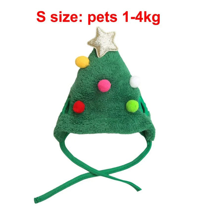 Christmas Pet Costume Santa Elk Hat Bandana Bib Scarf Set for Dogs and Cats
