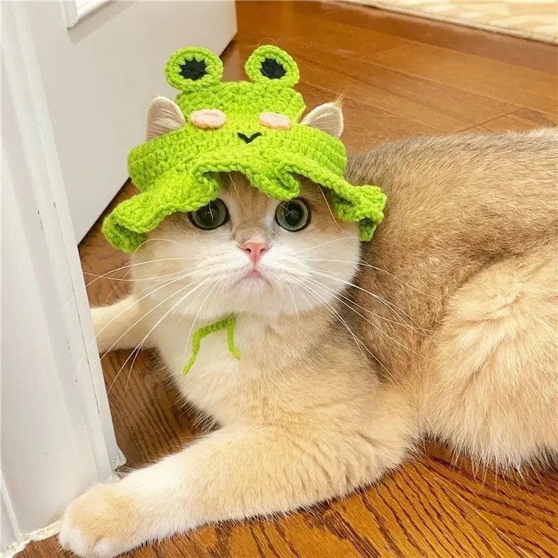 Knitted Cat Hat for Pets – Cute Cosplay Party Headwear
