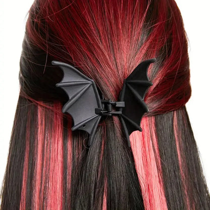 Gothic Bat Hair Clip – Matte Black Punk-Style Hairpin for Women