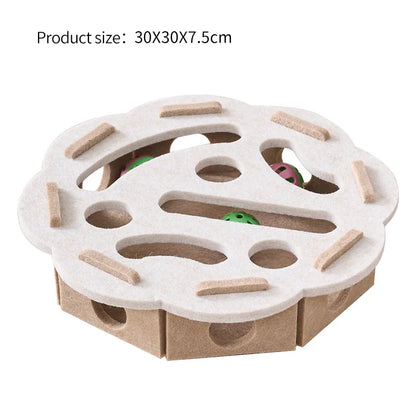 Felt Cat Puzzle Toy Box – Interactive Maze Tunnel with Bell Ball for Indoor Cats