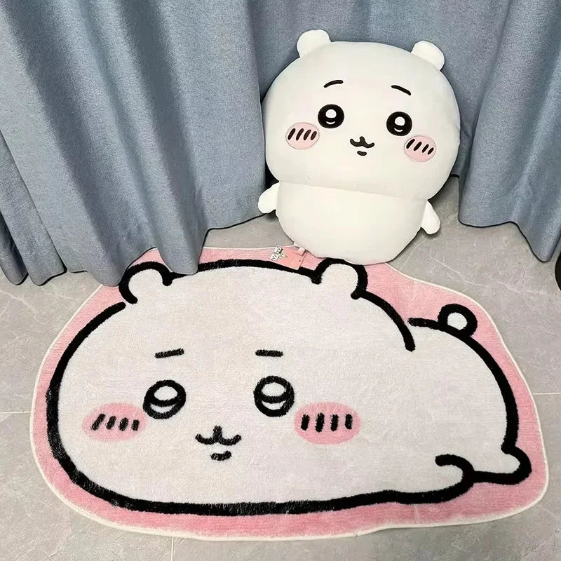 Hachiware Usagi Plush Floor Rug, Non-Slip Kawaii Anime Bathroom Carpet Decor