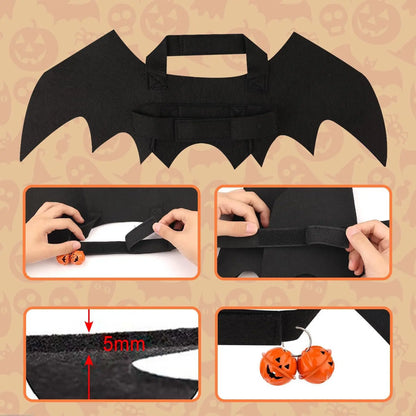 Halloween Pet Bat Wings Costume - Cat Dog Outfit with Pumpkin Bells