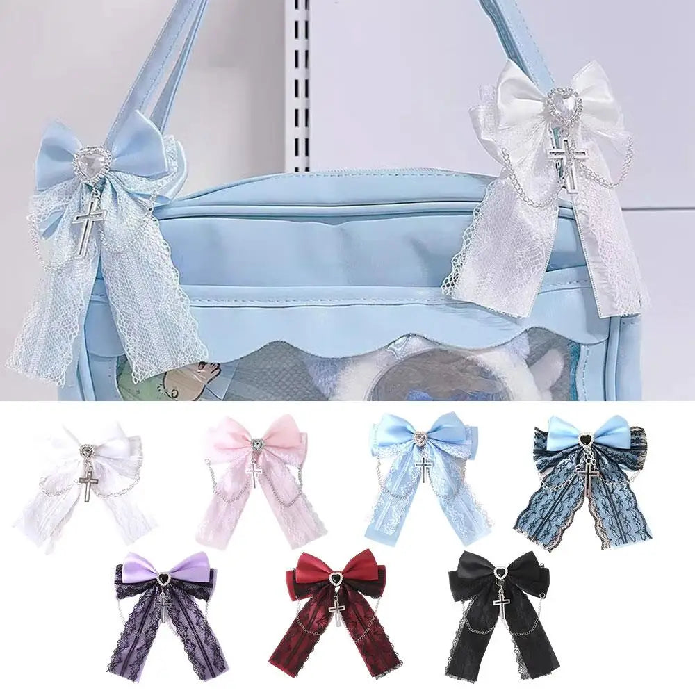 Gothic Lolita Lace Bow Hair Clips – Y2K Cute Ponytail Hairpins & Ita Bag Decoration for Girls