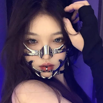 Cyberpunk Metal Face Mask Futuristic Mechanical Wind Accessory