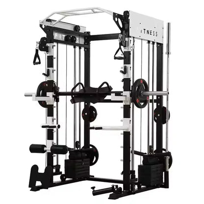 Commercial Power Squat Rack Cage Multi-Functional Smith Machine Home Gym Unisex Indoor Use Cable Crossover Trainer