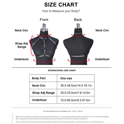 Gothic Faux Leather Body Cage Harness Top for Women – Adjustable Black Punk Rave Bra