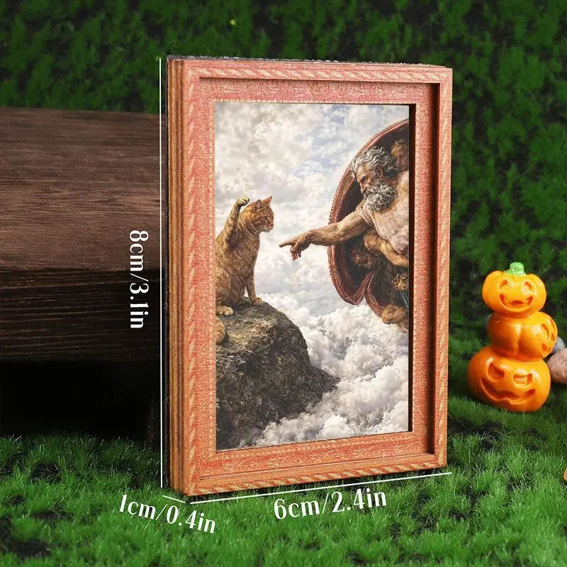Mini Creation of Adam Cat Fridge Magnet - Vintage Framed Art Refrigerator Magnet