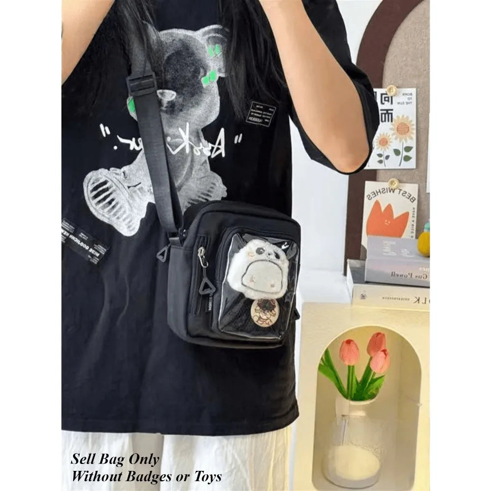 Y2K Mini Ita Bag – Korean Casual Crossbody Shoulder Bag with Transparent Pocket