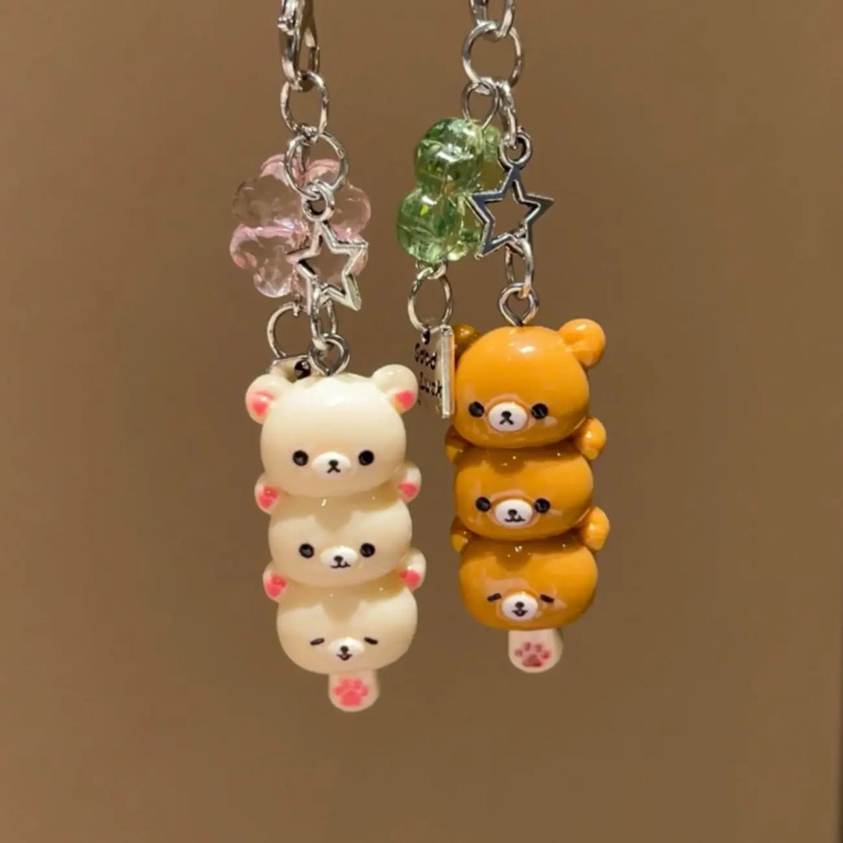 Kawaii Rilakkuma-Inspired Stacked Bear Resin Keychain & Bag Charm