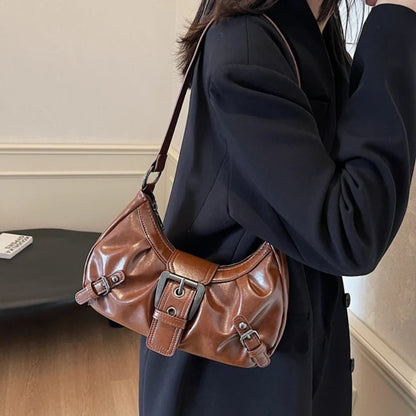 Y2K Retro Pleated Hobo Shoulder Bag for Women – Underarm Clutch Handbag