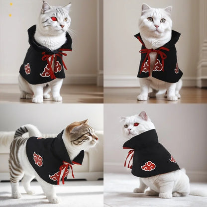 Anime Ninja Cloak Pet Costume – Akatsuki Cosplay Hoodie for Cats and Small Dogs