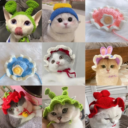 Knitted Cat Hat for Pets – Cute Cosplay Party Headwear