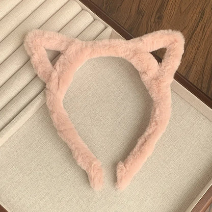 Plush Cat Ear Headband for Women & Girls – Kawaii Soft Cat Ears Hair Band, Cute Cosplay Hair Accessory