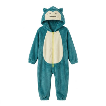 Snorlax Onesie Unisex Fleece Warm Cozy Zipper Hooded Romper Perfect for Party Cosplay Dress Up Role Play Gift Set