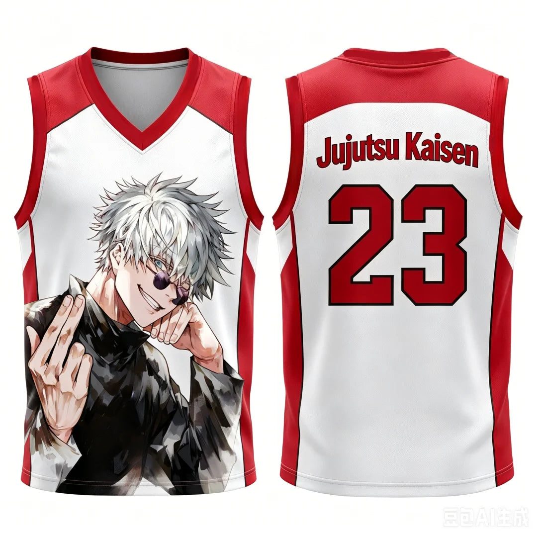 Jujutsu Kaisen Gojo Satoru Basketball Jersey - Sleeveless Gradient Number Anime Sport Tank Top