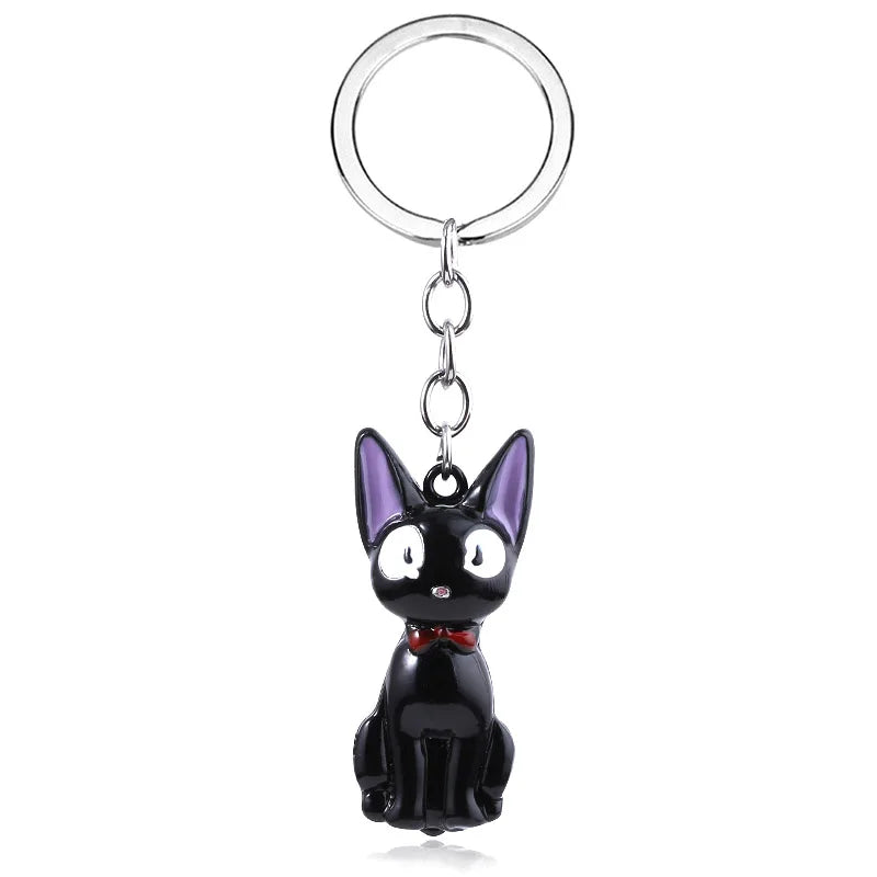Cute Black Cat Anime Keychain - Cartoon Backpack Charm Keyring