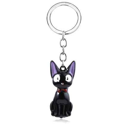 Cute Black Cat Anime Keychain - Cartoon Backpack Charm Keyring