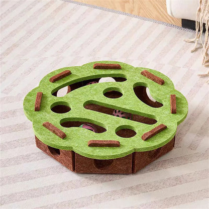 Cat Felt Puzzle Box, Interactive Maze Ball Toy for Indoor Cats and Kittens