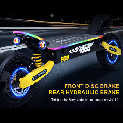 LED Electric Scooter 2400W Dual Motors 52V23AH Battery E Scooter Adult Hydraulic Brake 11'' Off-Road Tires With APP