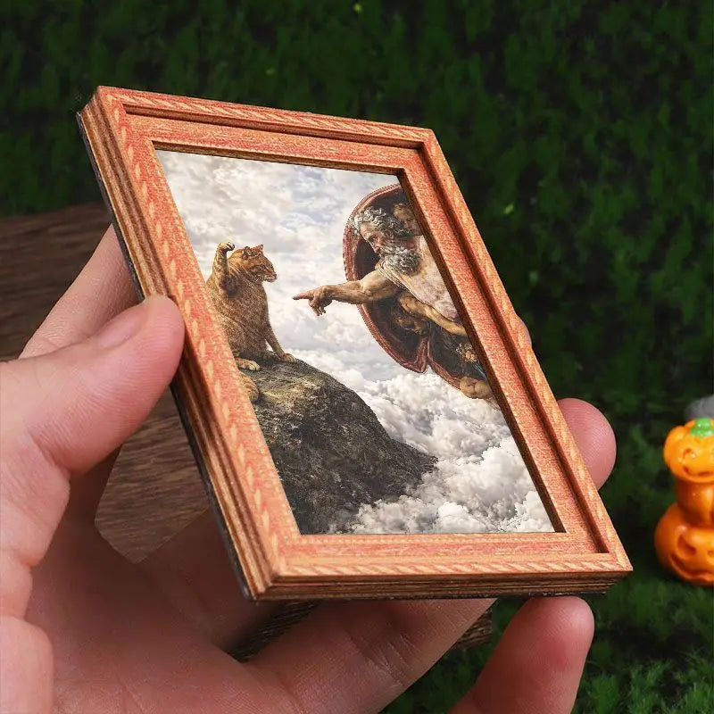 Mini Creation of Adam Cat Fridge Magnet - Vintage Framed Art Refrigerator Magnet