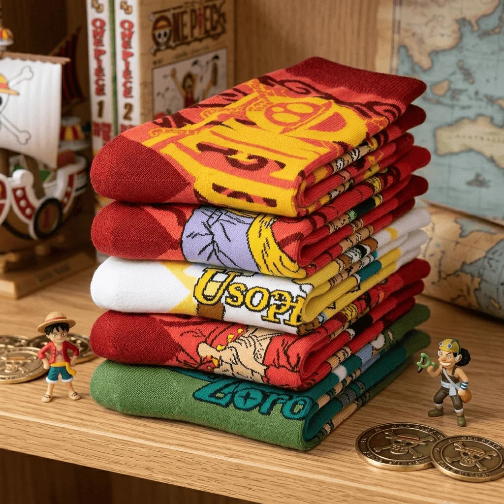 One Piece Luffy & Zoro Gear 5 Cotton Crew Socks – Unisex Anime Streetwear