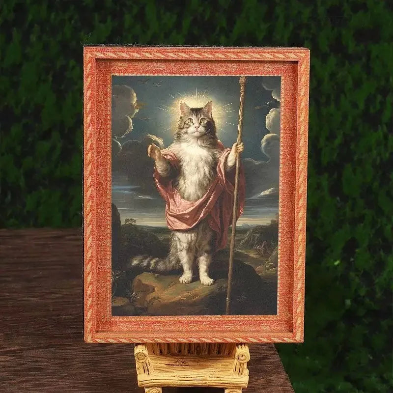 Mini Creation of Adam Cat Fridge Magnet - Vintage Framed Art Refrigerator Magnet